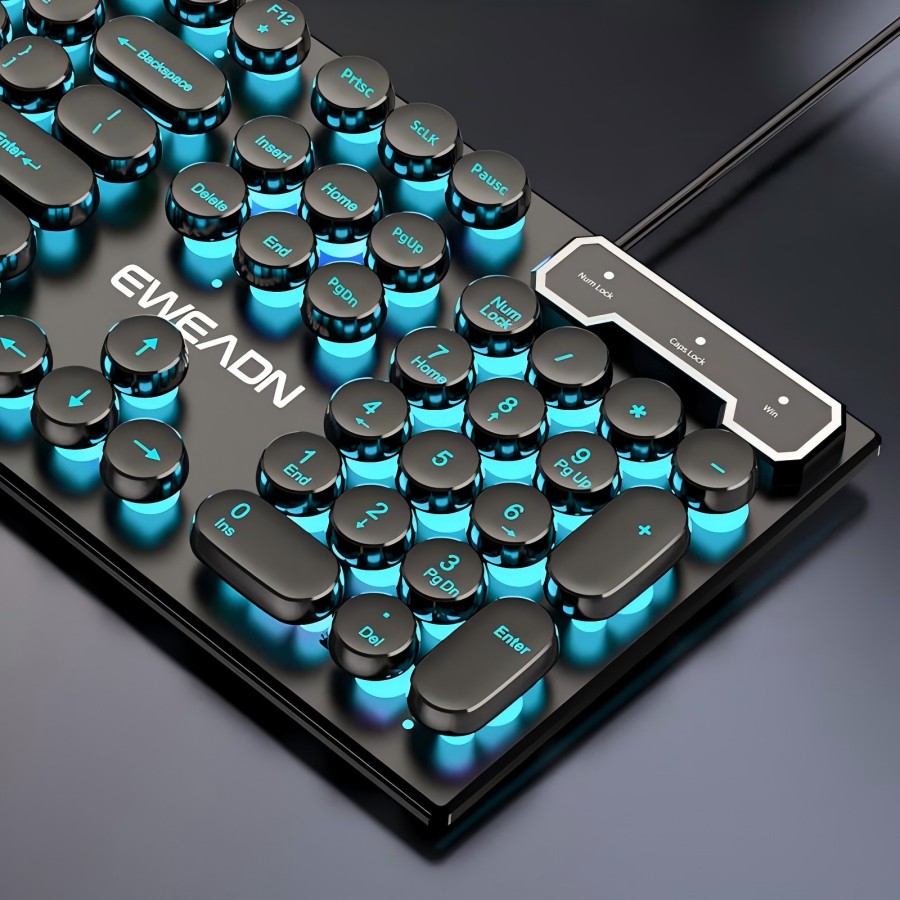 Retro Gaming Setup - EWEADN Typewriter Gaming Keyboard, 104 Keys,