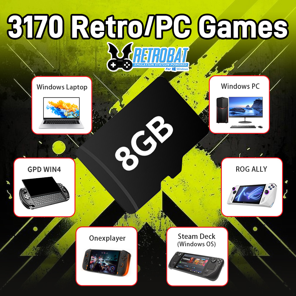 Retro X8 Gaming Console - 8GB Game TF Card with 3170