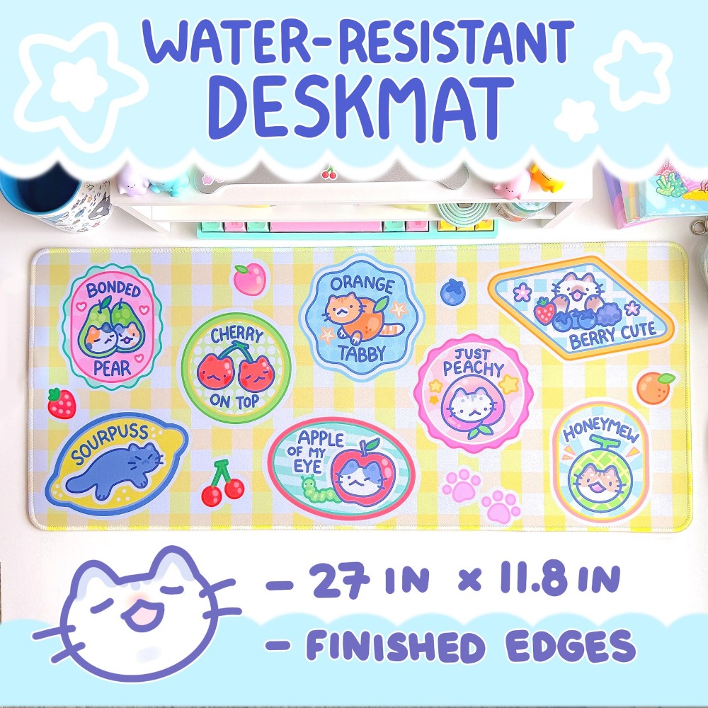 Fruit Kitty Desk Mat Mousepad  - đánh giá và giá Retro Gaming Desk Setup